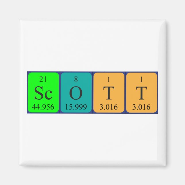 Íman Imagem do nome da mesa periódica Scott (Frente)