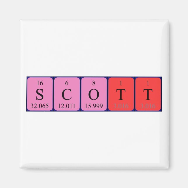 Íman Imagem do nome da mesa periódica Scott (Frente)