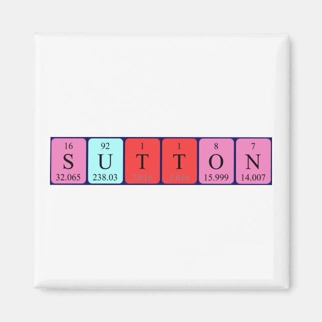 Íman Imagem do nome da mesa periódica Sutton (Frente)