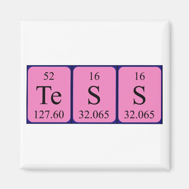 Íman Imagem do nome da mesa periódica Tess (Frente)
