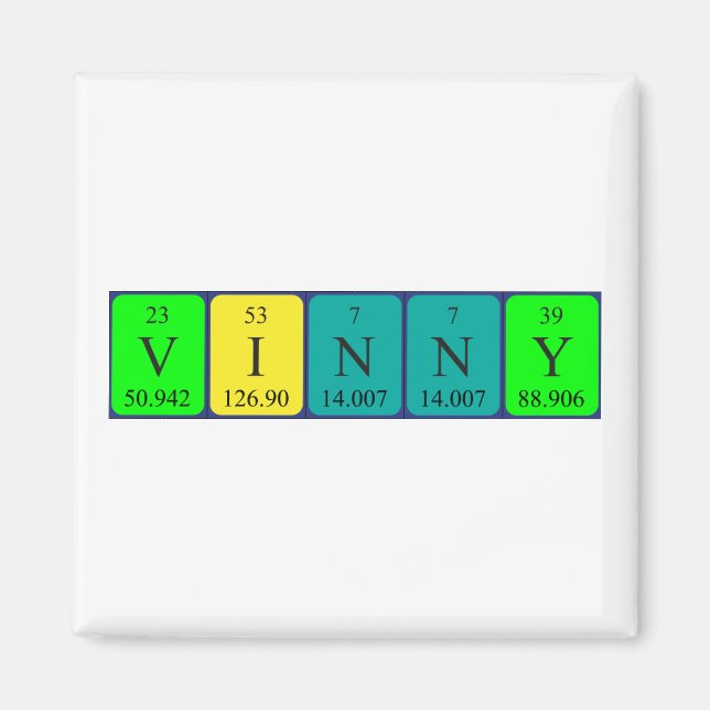 Íman Imagem do nome da mesa periódica Vinny (Frente)