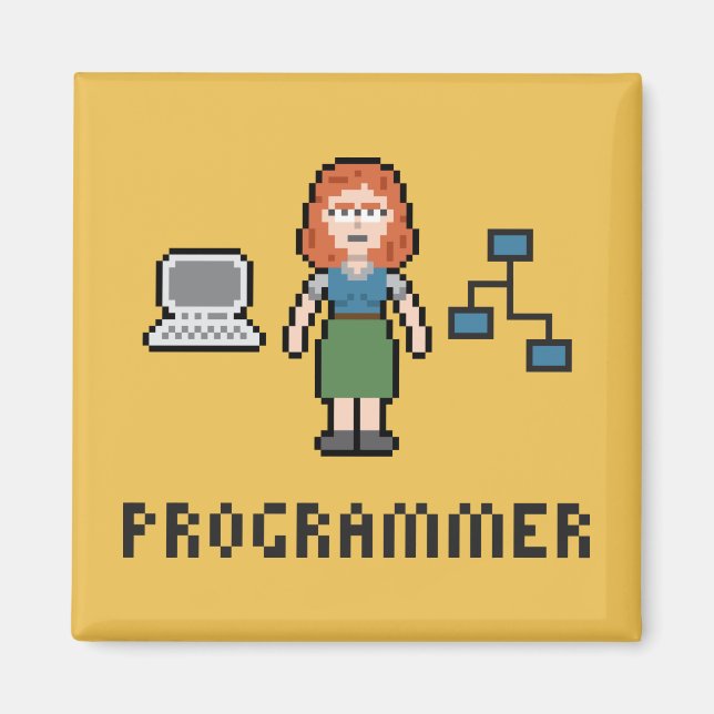 Íman Imagem do Programador Feminino Pixel (Frente)