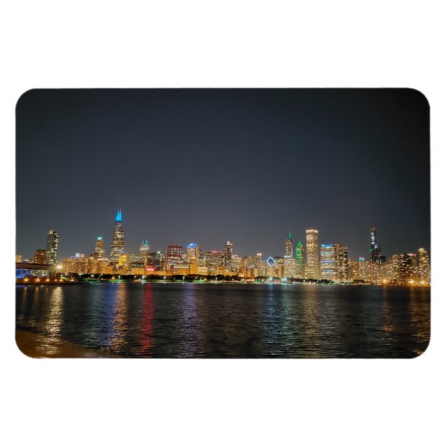 Íman Imagem do Skyline da Chicago Night (Horizontal)
