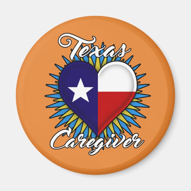 Íman Imagem do Texas Caregiver (fundo laranja) (Frente)