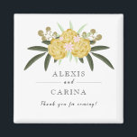 Íman Imagem Dourada de Rosa e Folhas Botânicas<br><div class="desc">Simples,  mas elegante,  donativo de casamento floral acentuado com rosas de ouro e folhas botânicas de cor d'água. Personalize com seus próprios detalhes de casamento.</div>