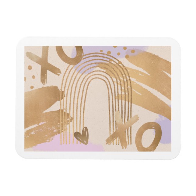 Íman Imagem Dourada do Arco-Íris XOXO (Horizontal)