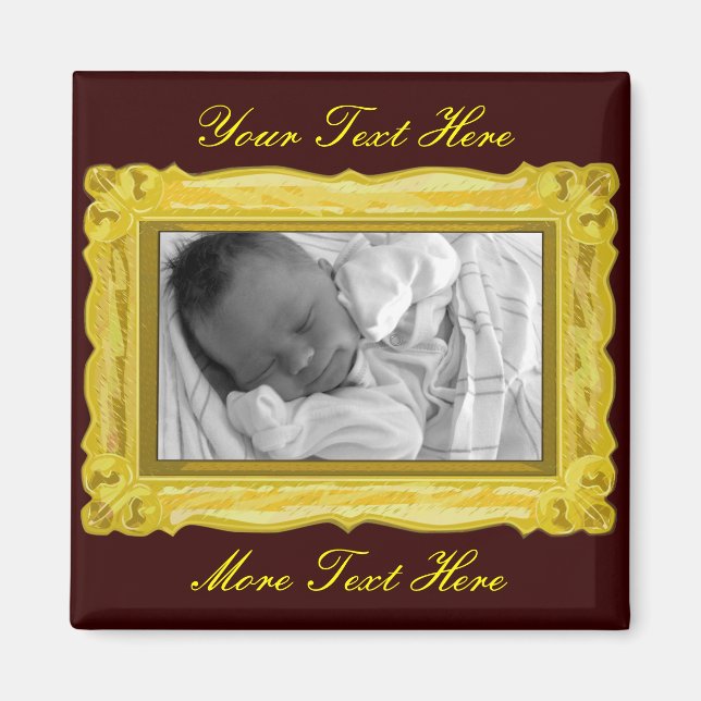 Íman Imagem Dourada Elegante (Frente)