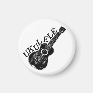 Íman Imagem e Texto Preto e Branco do Ukulele