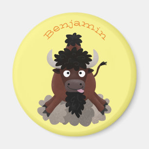 Íman Imagem engraçada de desenho animado de bisonte de 