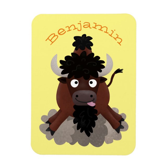 Íman Imagem engraçada de desenho animado de bisonte de  (Vertical)