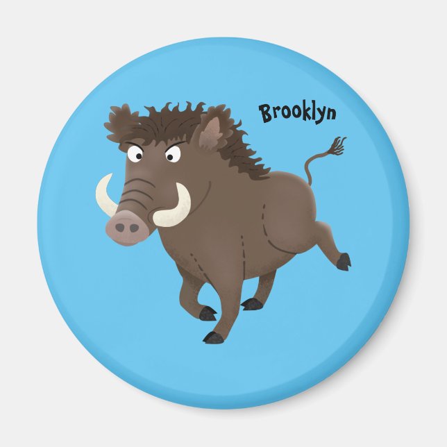 Íman Imagem engraçada de desenho animado de javalis (Frente)