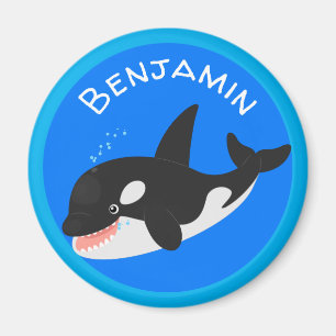 Íman Imagem engraçada de desenhos animados de orca,