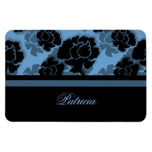 Íman Imagem Flexi De Decadência Floral Grungente, Azul