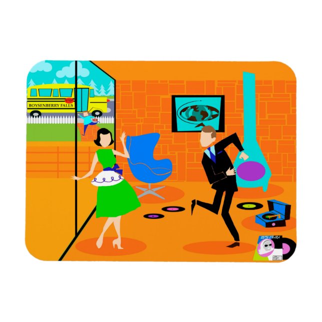 Íman Imagem Flexi de Pais Retro Feliz (Horizontal)