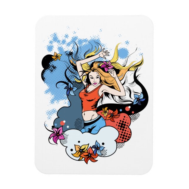 Íman Imagem flexível com imagem de menina dançante (Vertical)