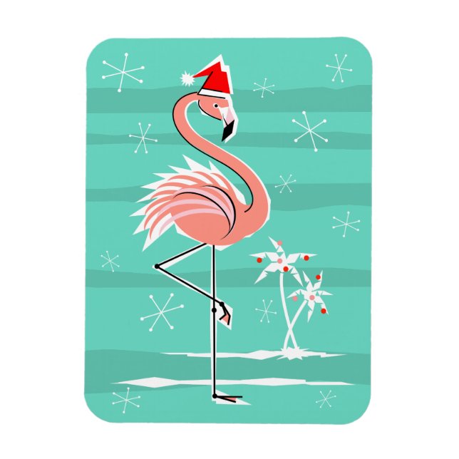 Íman Imagem flexível da Flamingo Stripe de Natal (Vertical)