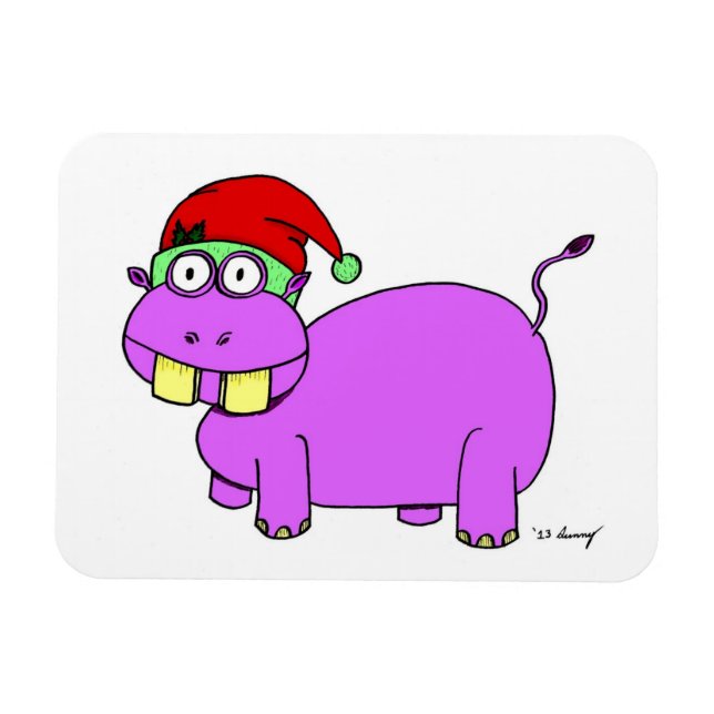 Íman Imagem Flexível do Hippo Xmas (Horizontal)