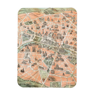 Íman Imagem flexível do mapa de Paris Vintage
