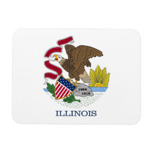 Íman Imagem flexível patriótica com bandeira de Illinoi