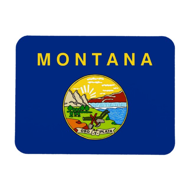 Íman Imagem flexível patriótica com bandeira de Montana (Horizontal)