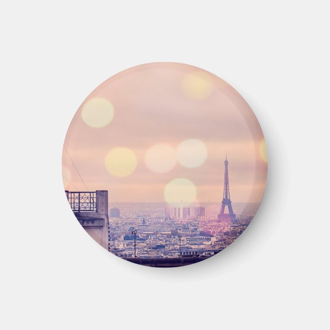 Íman Imagem Fotográfica Eiffel Tower Bokeh Montmartre (Frente)