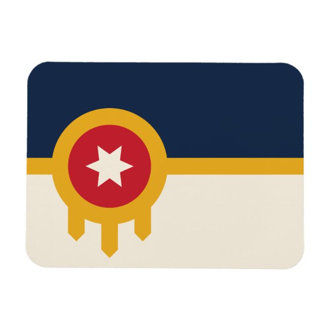 Íman Imagem fotográfica flexível com bandeira de Tulsa, (Horizontal)