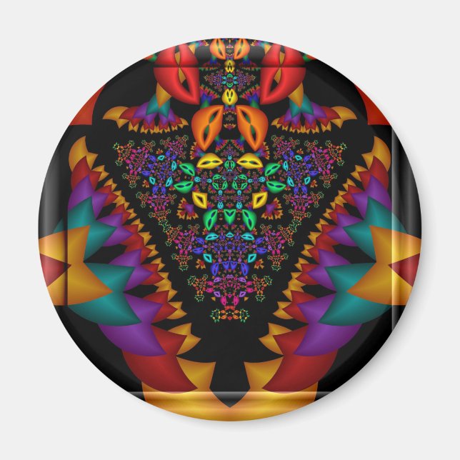 Íman Imagem fractal simétrica na moldura de vidro 3d (Frente)