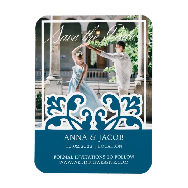 Íman Imagem francesa elegante Salva o Convite de Data (Vertical)