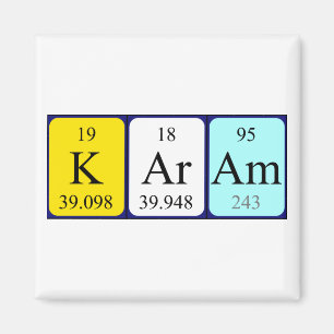 Íman Imagem periódica do nome da mesa do Karam