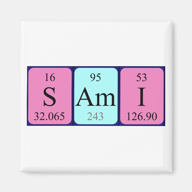 Íman Imagem periódica do nome da mesa Sami (Frente)