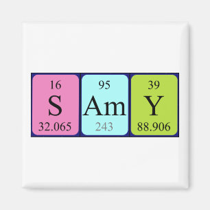 Íman Imagem periódica do nome da mesa Samy
