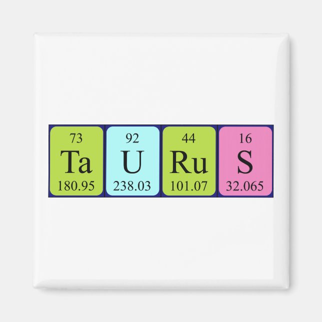 Íman Imagem periódica do nome da mesa Taurus (Frente)