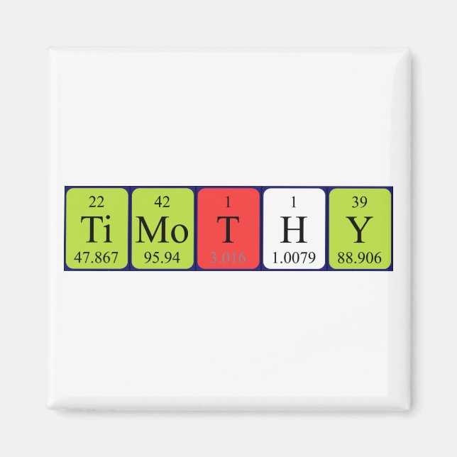 Íman Imagem periódica do nome da mesa Timothy (Frente)