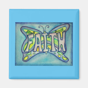Íman Imagem Personalizada de Borboleta Azul de Fé