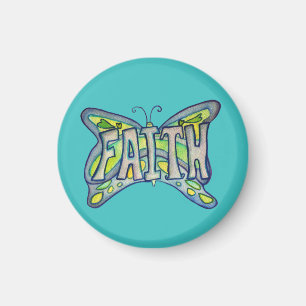Íman Imagem Personalizada de Borboleta Azul de Fé