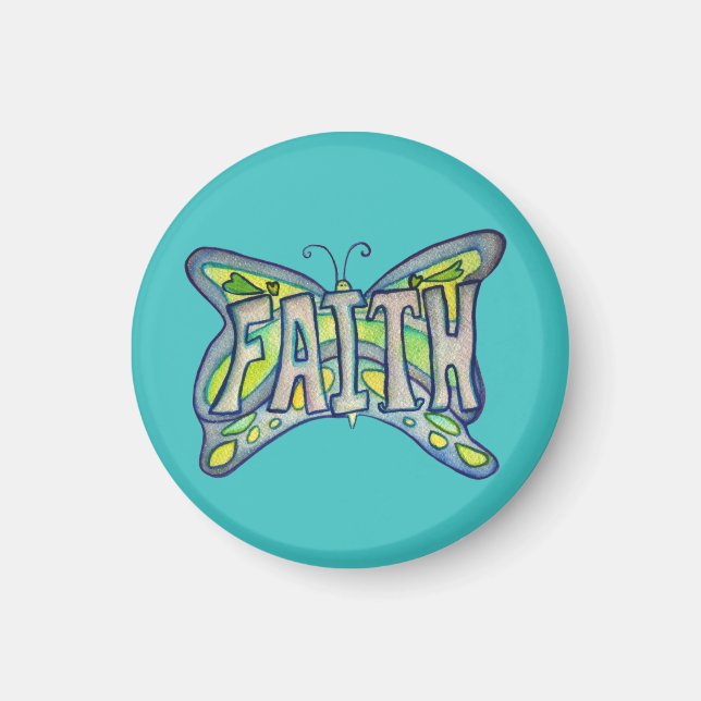 Íman Imagem Personalizada de Borboleta Azul de Fé (Frente)