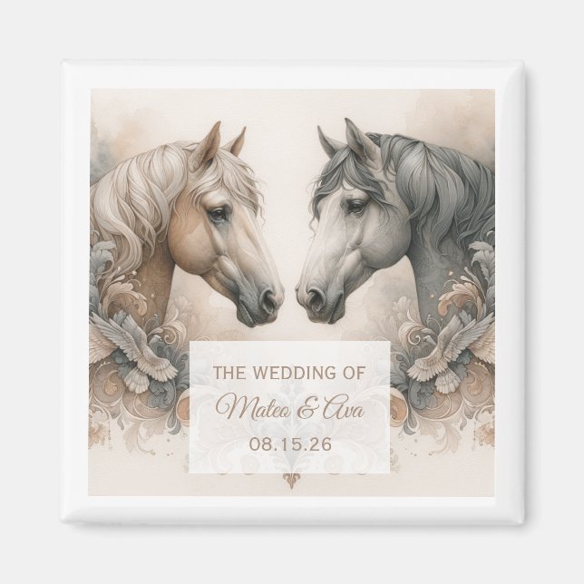 Íman Imagem Personalizada de Casamento de Cavalos de At (Frente)