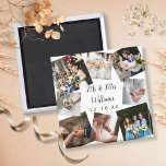 Íman Imagem Personalizada de Colagem de Fotos Moderna<br><div class="desc">Personalize com suas fotos favoritas de casamento,  nome e data especial para criar uma colagem de fotos,  memória e presente únicos. Um bom tesouro! Projetado por Thisnotme©</div>