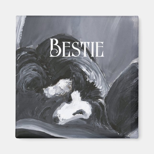 Íman Imagem Personalizada de Collie de Borda (Frente)