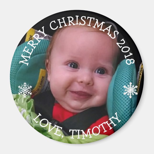 Íman Imagem personalizada de flocos de neve de Natal (Frente)