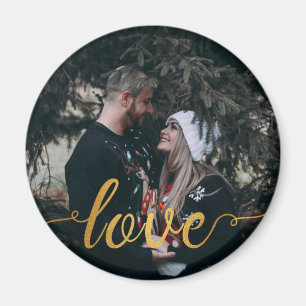 Íman Imagem Personalizada de Fotografia Gold Foil Love