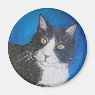 Íman Imagem Personalizada de Pet Art De Gato Tuxedo