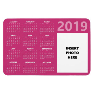 Íman Imagem Personalizada do Calendário 2019 - Magenta