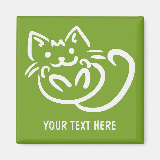 Íman Imagem personalizada do Cat Illustration (Frente)