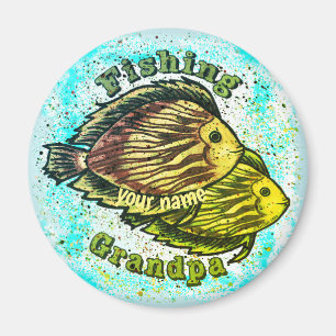Íman Imagem personalizada do vovô de pesca