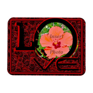 Íman Imagem personalizável do rosa vermelha LOVE