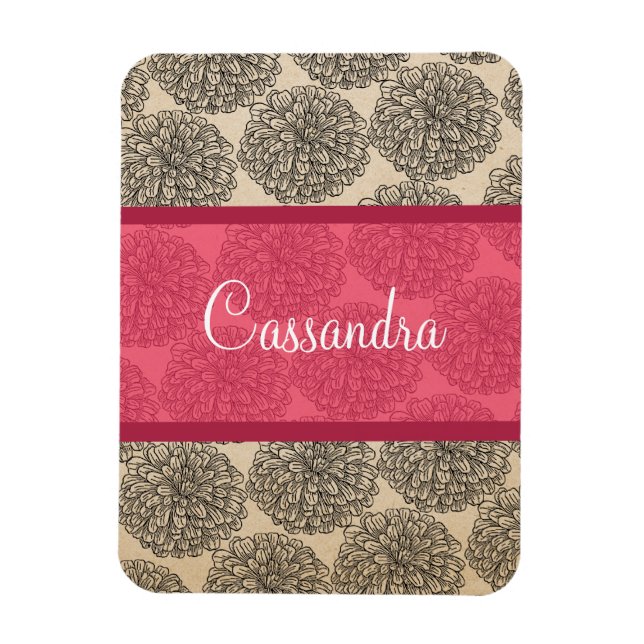 Íman Imagem Premium de Zinnia Rosa (Vertical)