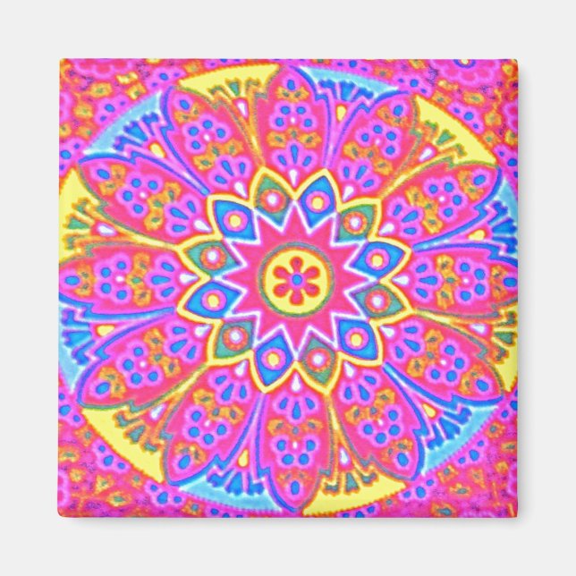 Íman Imagem Quadrada de Mandala (Frente)