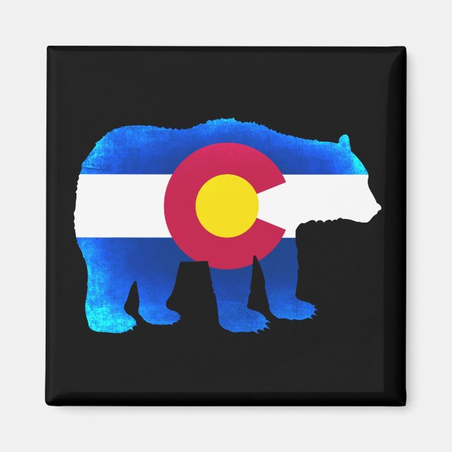 Íman Imagem quadrada de neon do Colorado flag (Frente)