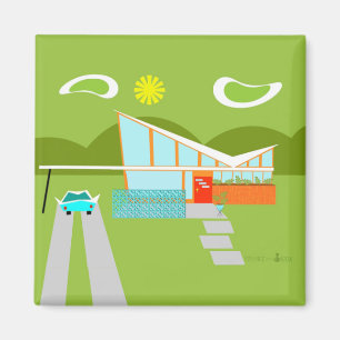 Íman Imagem Quadrada de Primaveras de Palma Retroativa